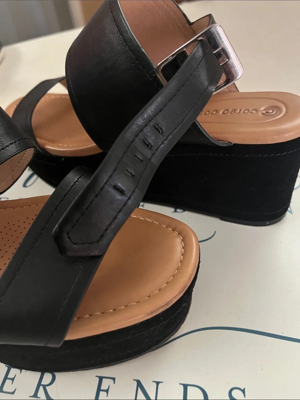 Corso Como Black Two-Band Platform Sandals